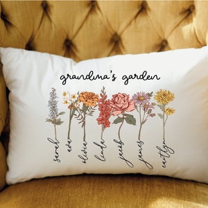 Mothers Day Gift, Grandma Mother's Day Gift, Personalize Grandma's Garden Pillow, Grandma Gift, Nana Gift, Birth Month Flower, Nanas Garden image 4
