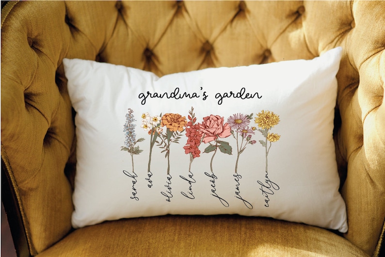 Mothers Day Gift, Grandma Mother's Day Gift, Personalize Grandma's Garden Pillow, Grandma Gift, Nana Gift, Birth Month Flower, Nanas Garden image 4