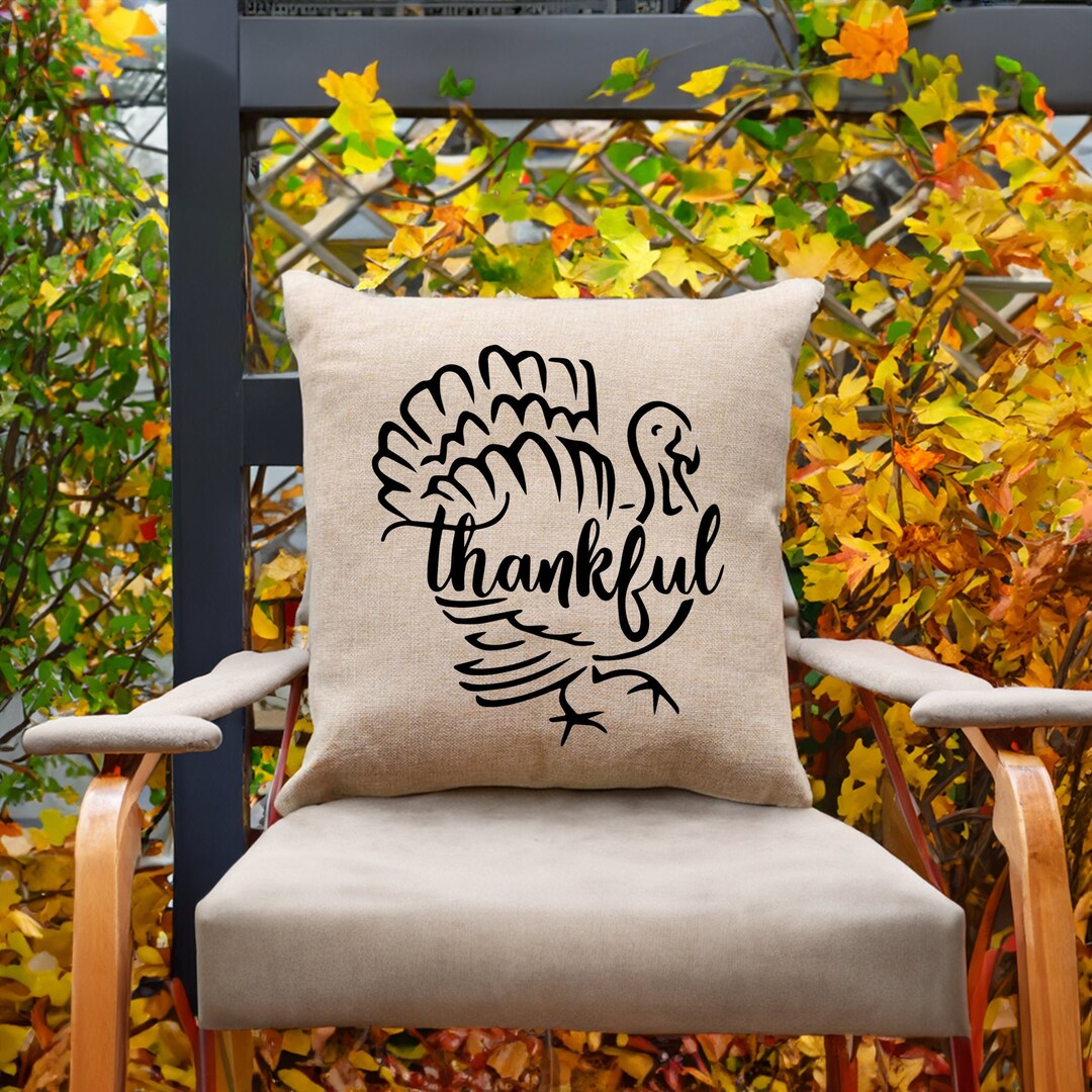 Thankful Pillow, Thanksgiving Pillowcase, Turkey Pillow, Thanksgiving