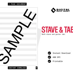 A4 Music Stave and Tablature (Buy Once: Reuse Forever!)