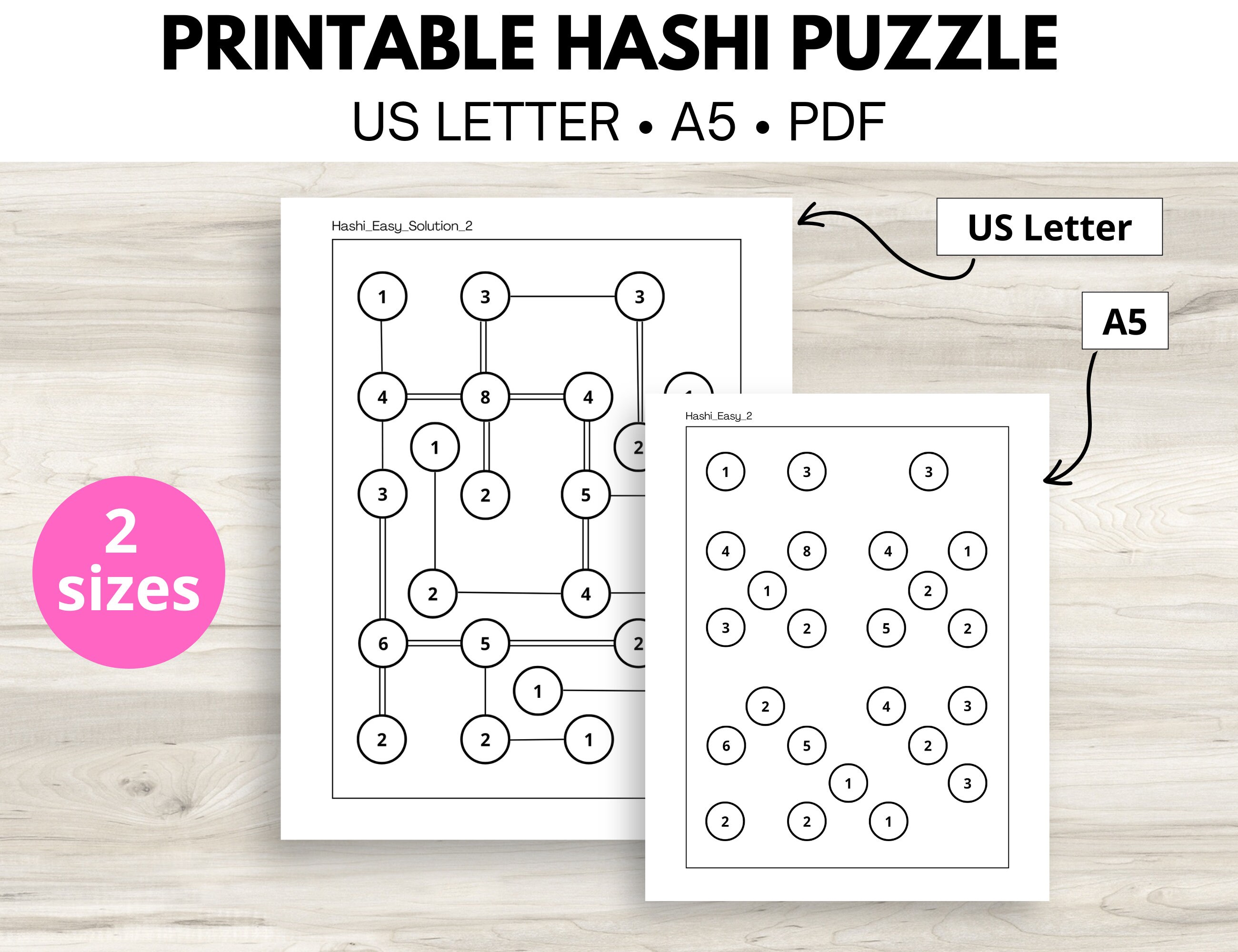 10 Sheets of Printable Hashi Hashiwokakero Japanese Mind Brain Puzzle ...