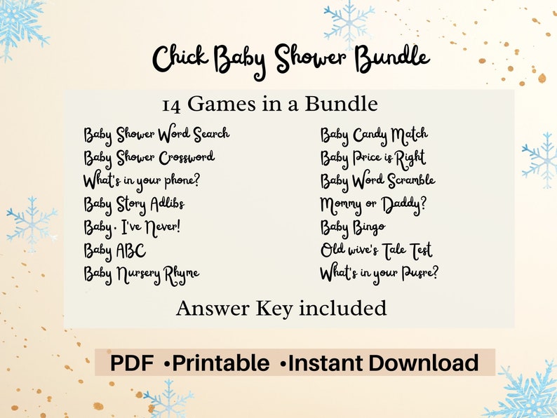 Chick Baby Shower games Bundle 14 Baby Shower Games image 9