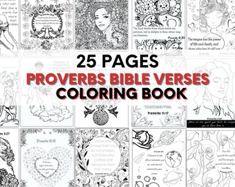25 Pages Proverbs Bible Verses Faith in God Coloring Book for Religious Mom, Grandma, Aunt - Mind Relaxation Activities for Adult