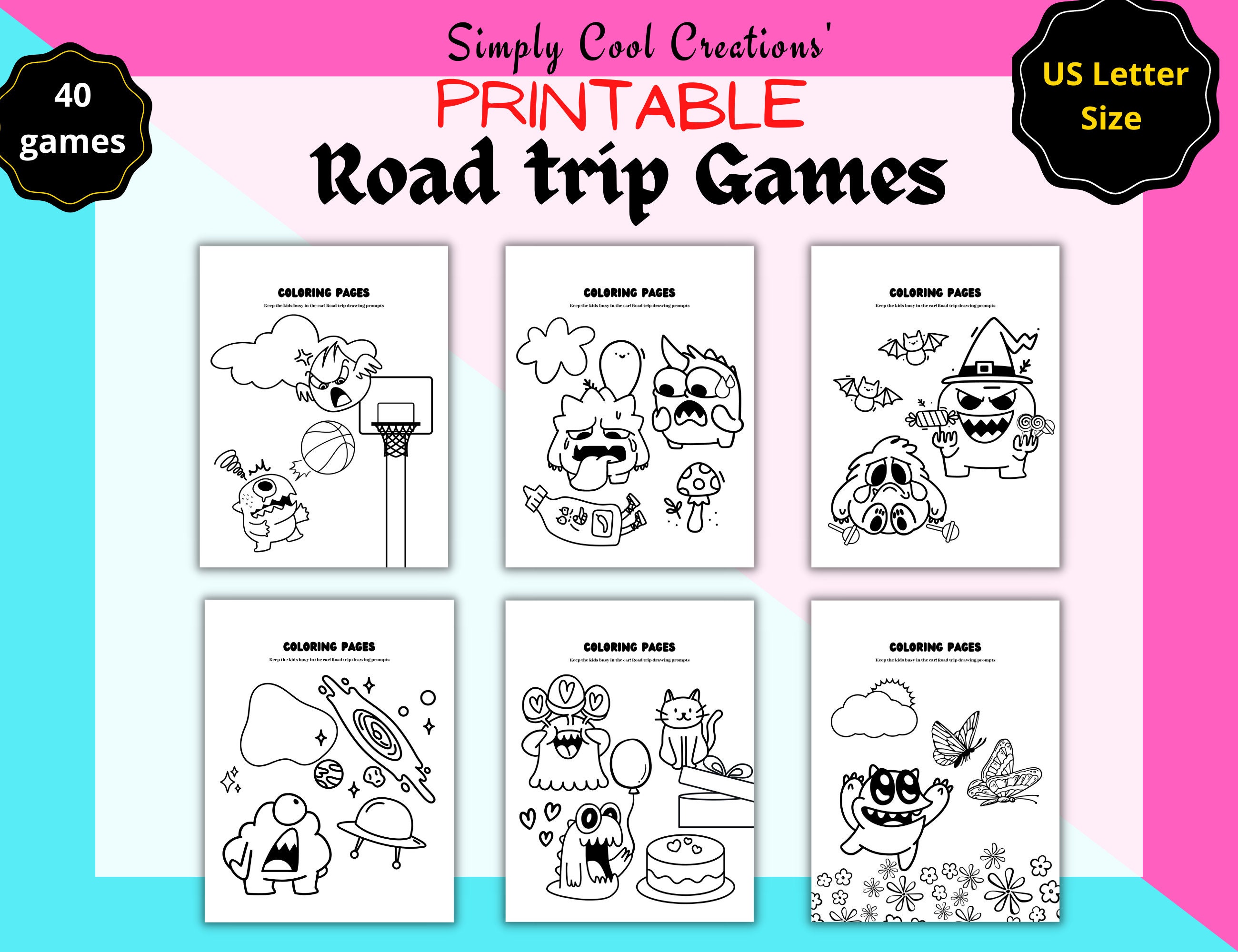 Printable Road Trip Games Bundle 40 Road Trip Games US Letter Size - Etsy