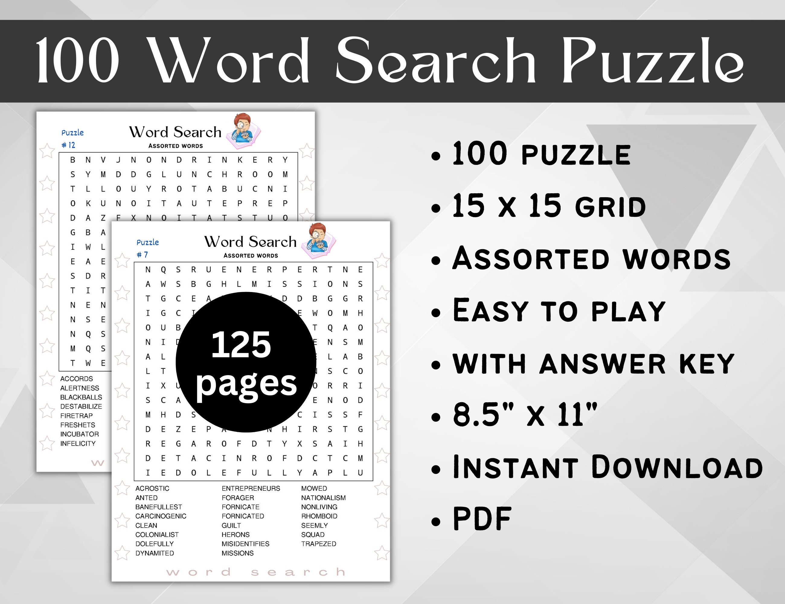 100 Word Search Puzzle Assorted Words Easy Word Games For Kids And 100 word search puzzle assorted words easy word games for kids and