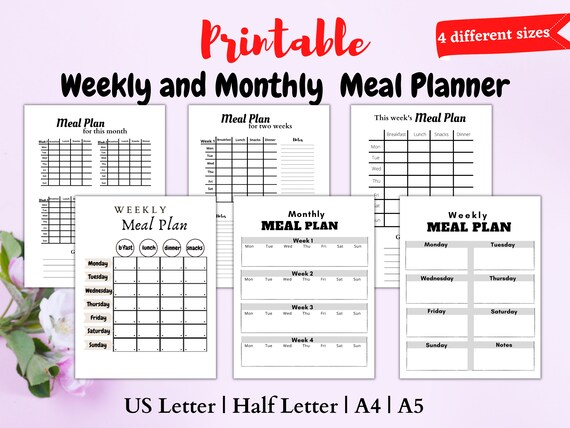 Printable Meal Planner Diet Plan for Family Diet Meal Plan - Etsy