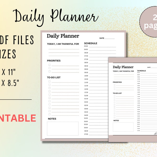 Printable Downloadable Daily Planner for Teens, Students, Business Owners and Mothers | Daily Time Schedule Management Organization