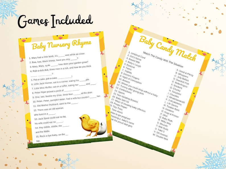 Chick Baby Shower games Bundle 14 Baby Shower Games image 4