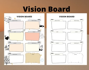Light colors printable vision board template | dream planner | dream board template