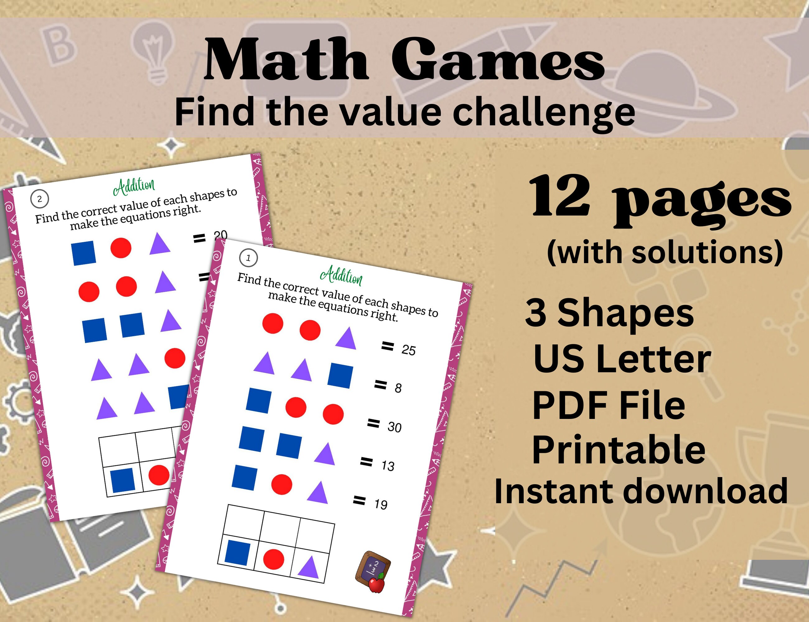 10 Printable Symbol Math Games for Kids, Teens and Adults - Math ...