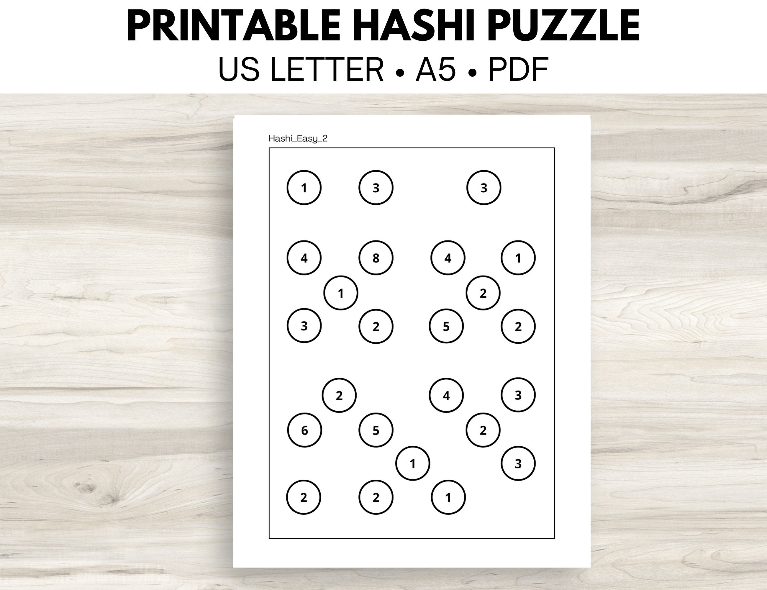10 Sheets of Printable Hashi Hashiwokakero Japanese Mind Brain Puzzle ...