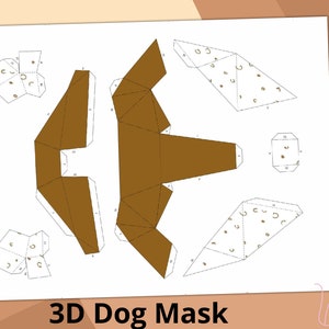 3D Dog Animal Printable Paper Craft Mask - Animal DIY 3D Mask for Kids ...