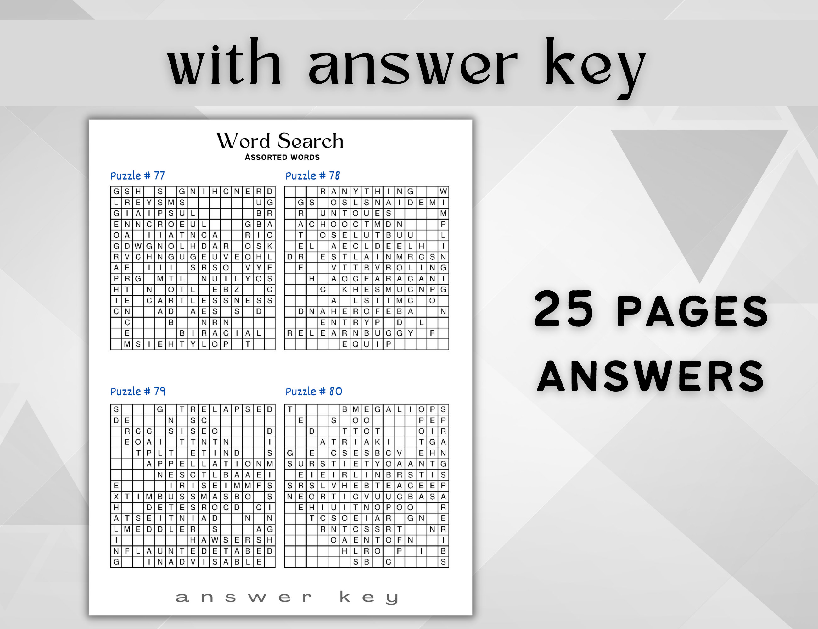 100 Word Search Puzzle Assorted Words Easy Word Games for Kids and ...