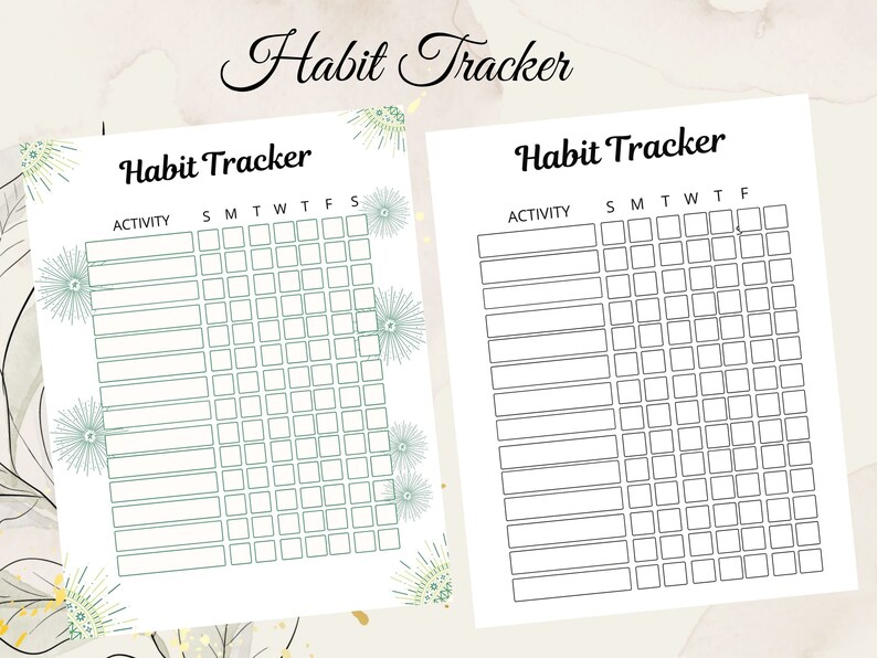 Meal Planner, Grocery List and Habit Tracker Bundle 3 Set, 24 Pages PDF ...