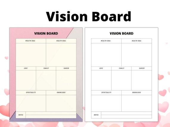 Printable Vision Board Health Wellness Wealth Career - Etsy