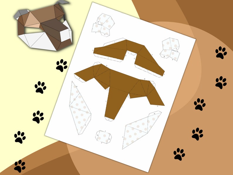 3D Dog Animal Printable Paper Craft Mask - Animal DIY 3D Mask for Kids ...