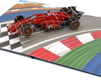 F1 Racing Pop-Up Card – 3D Greeting Card for Father’s Day, Anniversary, or Special Occasion for Dad, Husband, or Boyfriend – Handmade