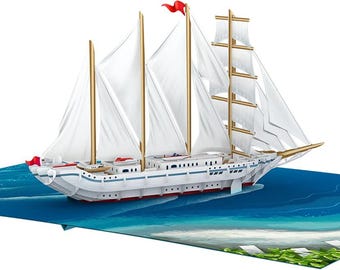 3D Sailing Ship Pop-Up Card – Elegant Nautical Design for Birthdays, Father’s Day, and Sea Lovers