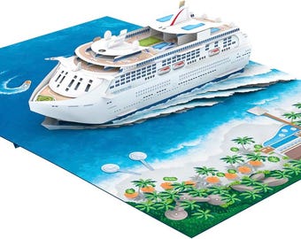 3D Pop Up Cruise Ship, Bon Voyage Gift, Travel Lover, Birthday, Retirement