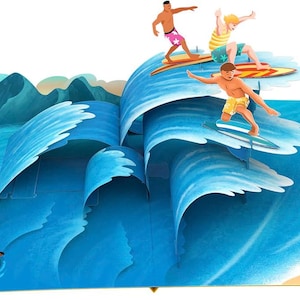 3D Pop Up Surf Card, Surfer Gift, Ocean Waves, Beach Lover, Birthday