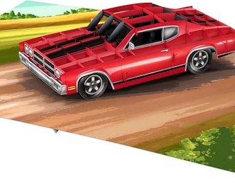 Biglietto d'auguri 3D a comparsa con auto sportiva, regalo per papà, ricordo per la festa del papà e il compleanno.