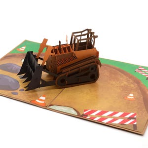 Carte pop-up 3D Construction Digger - Carte de voeux faite main pour hommes, agriculteurs, fête des pères, anniversaires, félicitations et plus