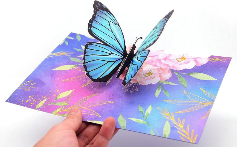 3D Pop up Butterfly Card, Blue Morpho Gift, Mum Wife Anniversary ...