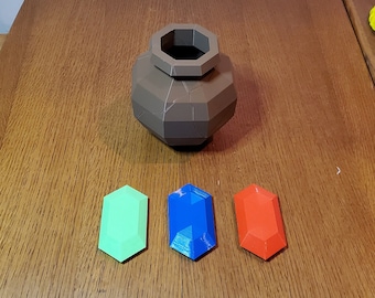 6 Inch Tall Deluxe Zelda Inspired Magnetic Breakable Pot with Rupees.