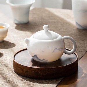 Porcelain Handcrafted Elegant Gongfu Teapot Set with Japanese Minimalist Design