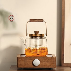 Glass teapot 800ml and handmade in minimalist style