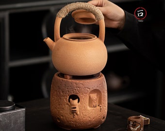 Teekanne aus Keramik mit Holzkohleofen und handgefertigtem Handwerker