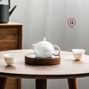 Théière Gongfu en porcelaine blanche peinte à la main avec motif de paysage image 6