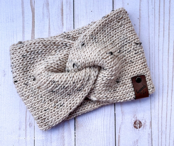 Cream Wool Twist ear warmer//Twist headband//Danish Wool winter headband//Made in Alaska