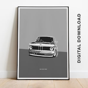 BMW 2002 turbo digital download, sketch, gift, illustrations, poster, car print, birthday, wall print, petrolhead