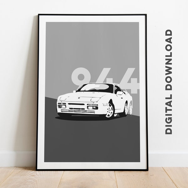 Porsche 944 digitaler Download, Skizze, Geschenk, Illustrationen, Poster, Autodruck, Geburtstag, Wanddruck, petrolhead