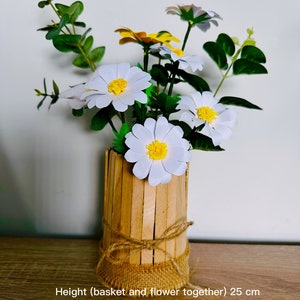 Handmade daisies in handmade basket image 1