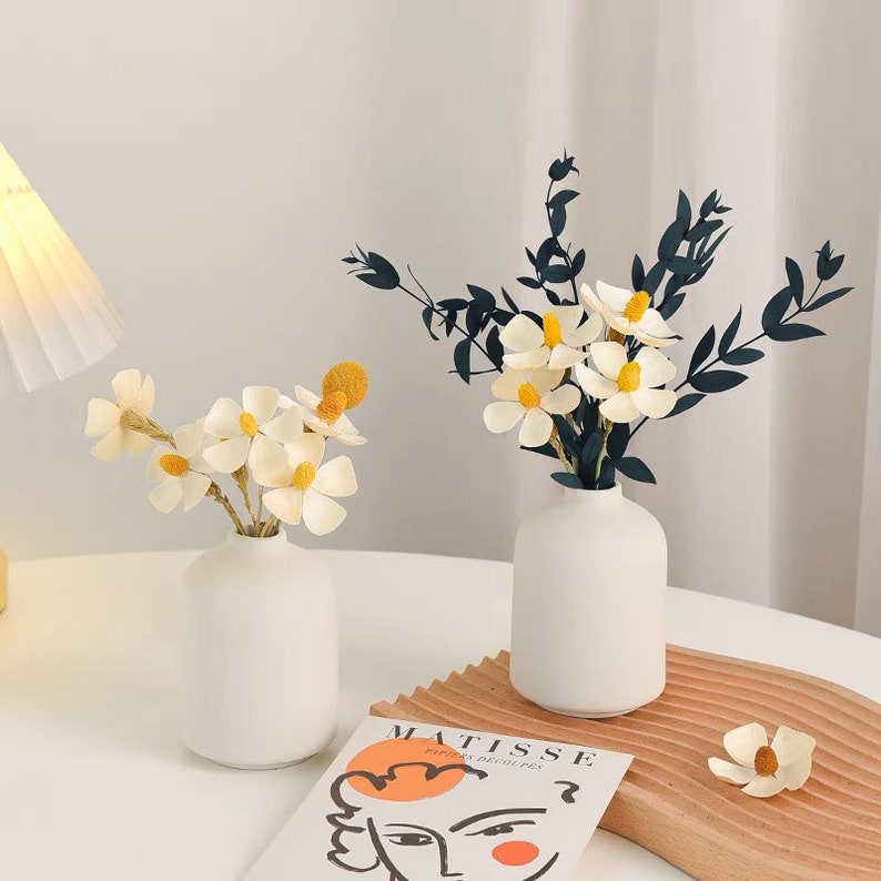 Home decor, paper flowers set up in vase . image 4