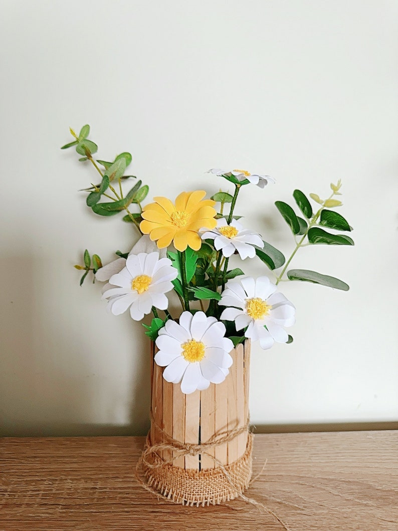 Handmade daisies in handmade basket image 3