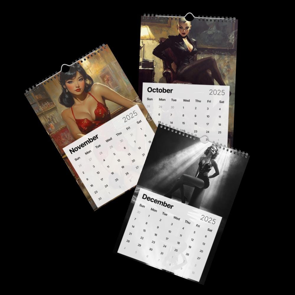 2025 Noir Pin-up Calendar – A Year of Vintage Glamour and Intrigue - Etsy