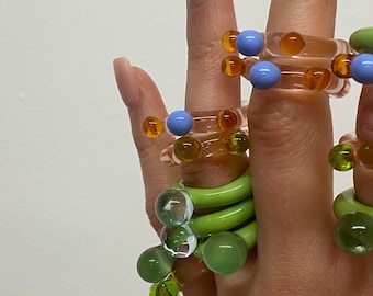 Bubble Glass Statement Ring, Handgemaakt door Roslyn, Chunky Marano Glass Ring, Statement Piece, Handgemaakt cadeau