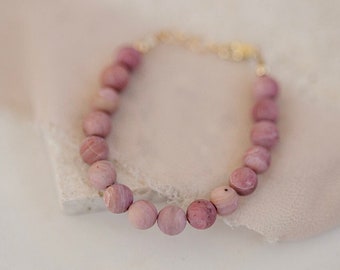Pink Gemstone Bracelet- Stacking Bracelet- Matching Bracelets- Gifts for Her- Layering Bracelet- Stacking Bracelet- Birthday Gift