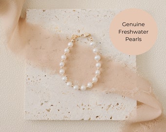Genuine Freshwater Pearl Bracelet- Mommy and Me Bracelet- Matching Bracelet- 14k Gold Filled- Baby Bracelet for Girls- Baby Jewelry
