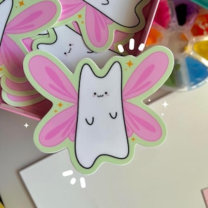Fairy Cat Sticker | Waterproof | Vinyl Sticker | Laptop, water bottle Decal | Mint Green | Cute | Funny | Kitty Faerie