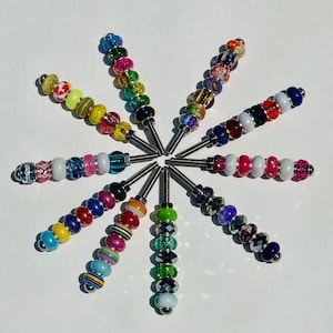 Succulent plant stake set, fairy garden totems, beaded garden stakes, flower plant decor, tiny plant sticks, garden decoration, plant art