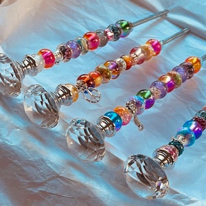 Beaded Fairy wand plant stakes, garden stick, garden row marker, garden decor, plant decor, beaded garden decor, Suncatcher garden stake