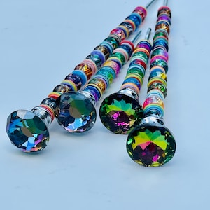 Jeweled garden stake, rainbow plant stake, handmade beaded plant stick, garden lover gift, multi colors plant stake, colorful garden art