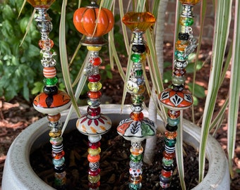 Halloween plant stick, Halloween indoor/outdoor,pumpkin decor, yard art, suncatcher, fall plant stake, fairy garden wand, garden row marker