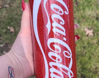 Red Glitter Coke 20oz Tumbler with name!