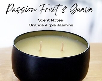 6 oz Passion Fruit Guava Coconut Soy Candle, Pure Soy Blend Candle, Free Shipping, Eco-Friendly, Vegan, Eco Friendly