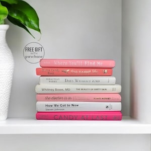 Decorative Books for Home Decor - Pink and Gold Shelf Decor - Designer Book Stack - Dorm Room Decor - Blush Pink Office Decor Accents